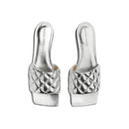 Bottega Veneta Silver Calfskin Flat Sandals