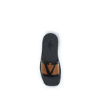 Black Calf Leather Bos Taurus Flat Sandals
