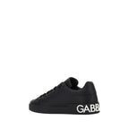 Dolce & Gabbana Black Calf Leather Bos Taurus Sneakers