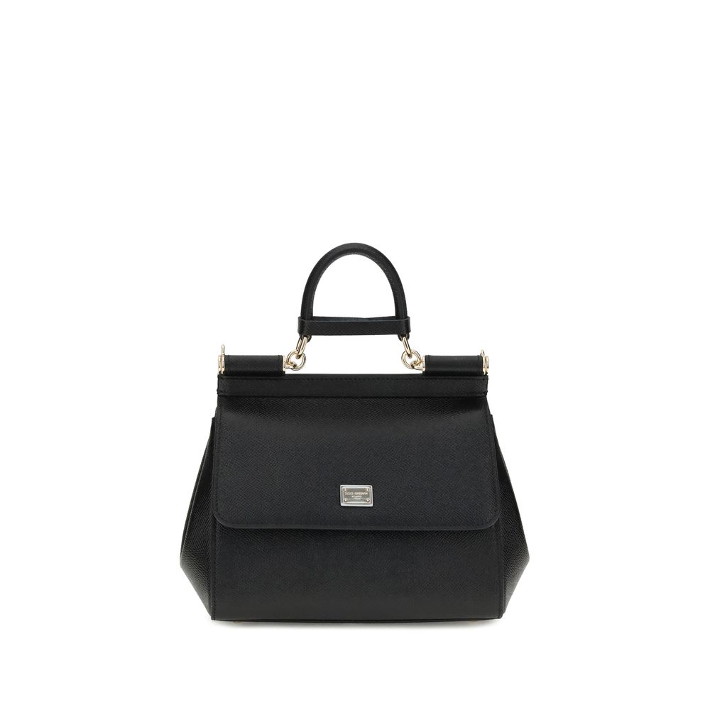 Dolce & Gabbana Black Calf Leather Bos Taurus Handbag