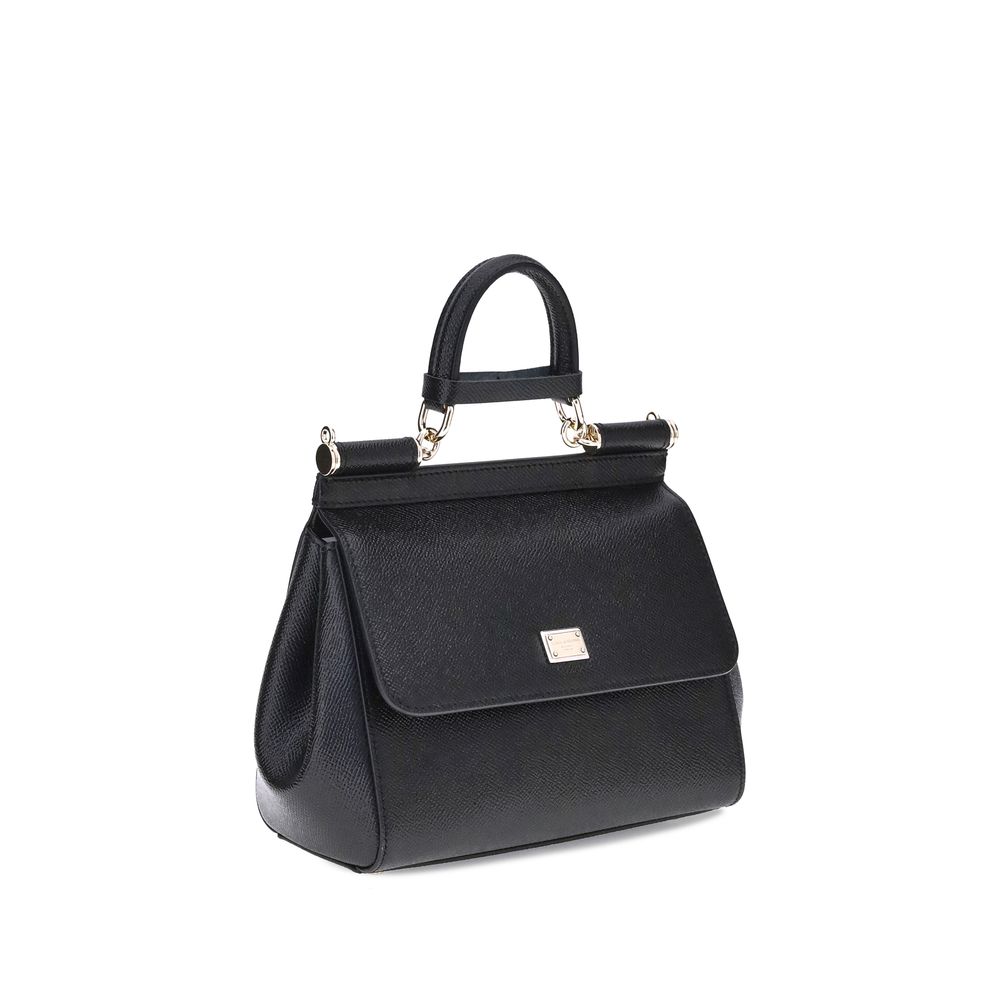 Dolce & Gabbana Black Calf Leather Bos Taurus Handbag