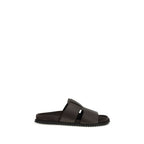 Dolce & Gabbana Brown Calf Leather Bos Taurus Flat Sandals