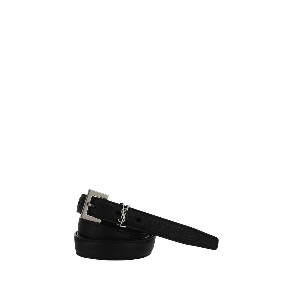 Saint Laurent Black Lamb Ovis Aries Thin Belt