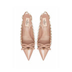 Valentino Garavani Beige Calfskin Mid Heel Pumps