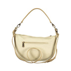 Beige Polyurethane Women's Bag With Adjustable Shoulder Strap