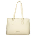 Mario Valentino Beige Polyurethane Women's Shoulder Bag with Internal Pocket