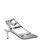 Valentino Garavani Gray Leather Stiletto Heel Sandals