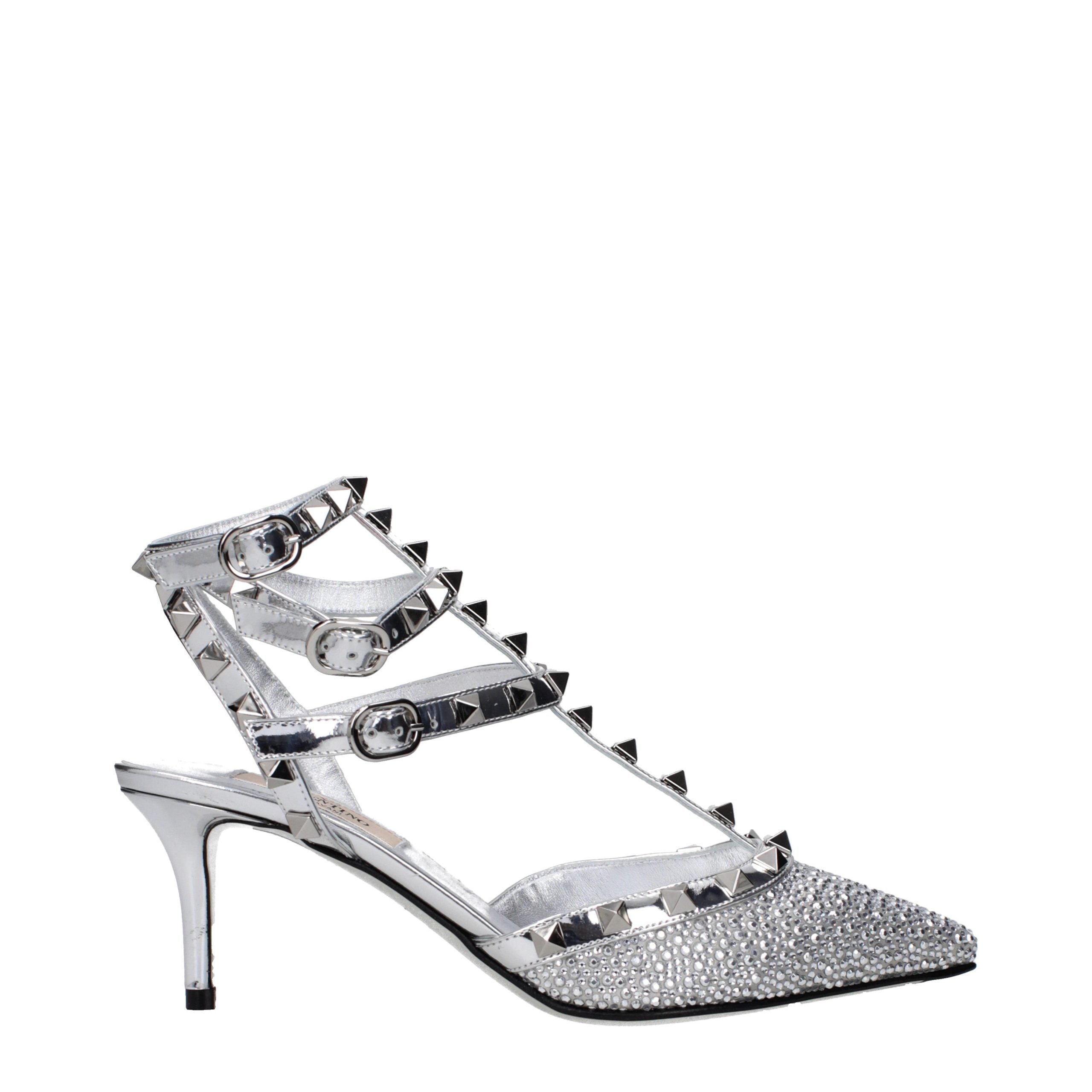 Valentino Garavani Gray Leather Stiletto Heel Sandals