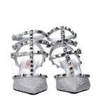 Valentino Garavani Gray Leather Stiletto Heel Sandals