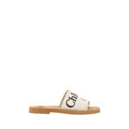 Chloé White Cotton Flat Sandals