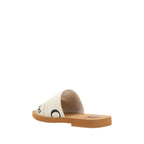 Chloé White Cotton Flat Sandals