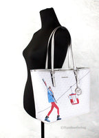 Michael Kors Jet Set Travel Girls Medium Signature Carryall Tote White MK