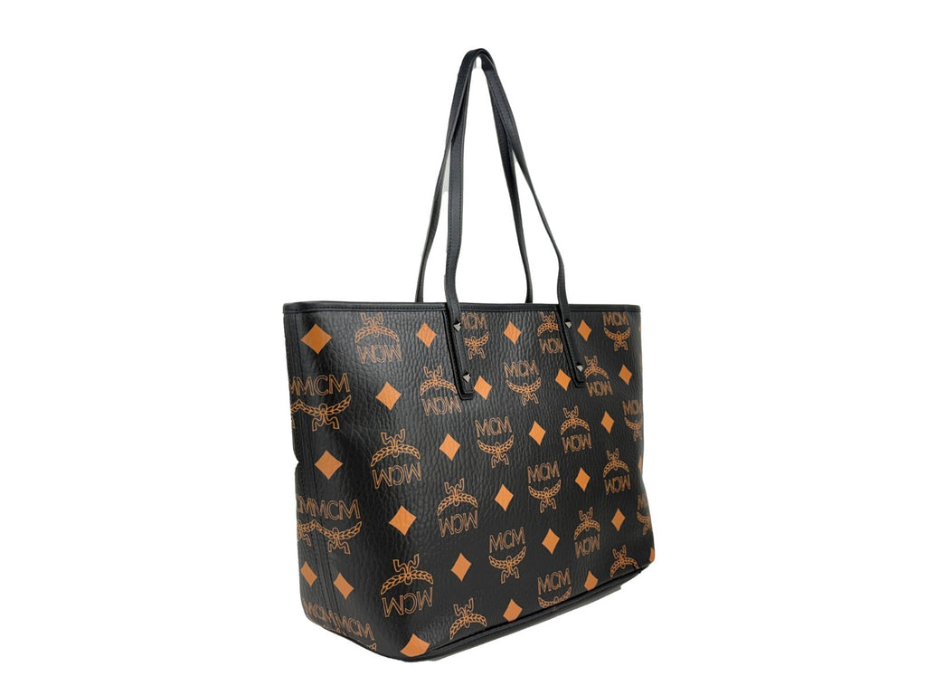 MCM Aren Black Leather Shoulder Tote Bag