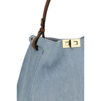 Fendi Blue Calf Leather Bos Taurus Handbag