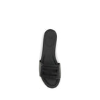 Fendi Black Calf Leather Bos Taurus Flat Sandals