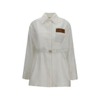 Fendi White Linen Full-Length Jacket
