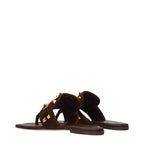 Valentino Garavani Brown Leather Flip-Flop Sandals