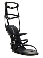 Alexander McQueen Black Lambskin Stiletto Heel Sandals
