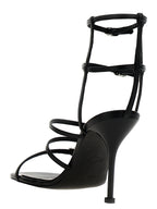 Alexander McQueen Black Lambskin Stiletto Heel Sandals