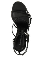 Alexander McQueen Black Lambskin Stiletto Heel Sandals