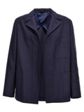 Fendi Blue Virgin Wool Full-Length Jacket