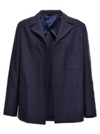 Fendi Blue Virgin Wool Full-Length Jacket