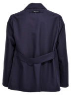 Fendi Blue Virgin Wool Full-Length Jacket