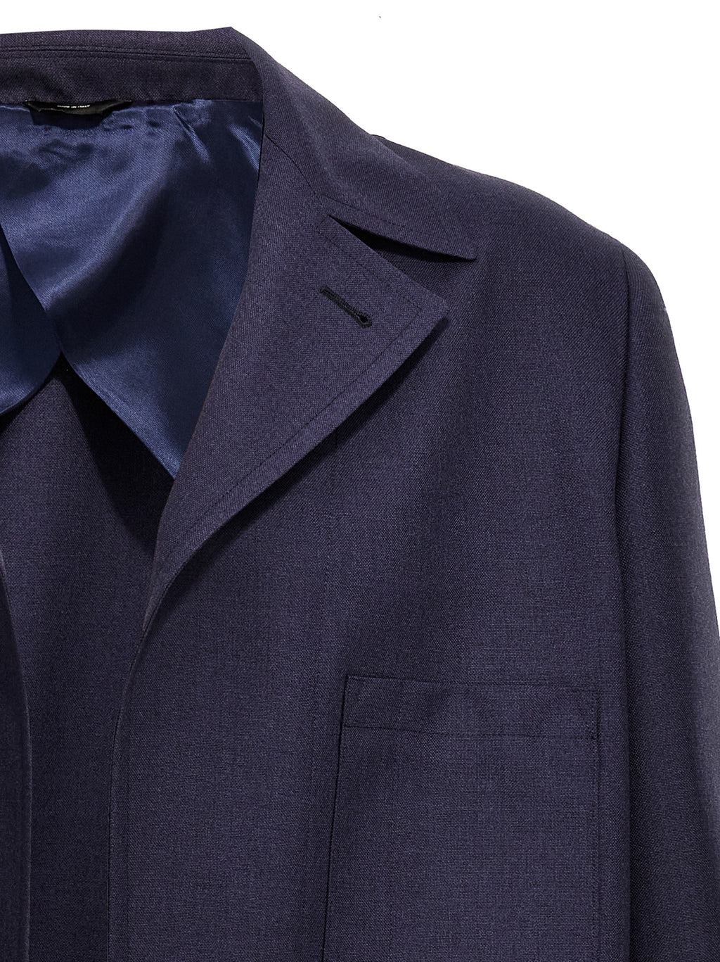 Fendi Blue Virgin Wool Full-Length Jacket