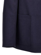 Fendi Blue Virgin Wool Full-Length Jacket