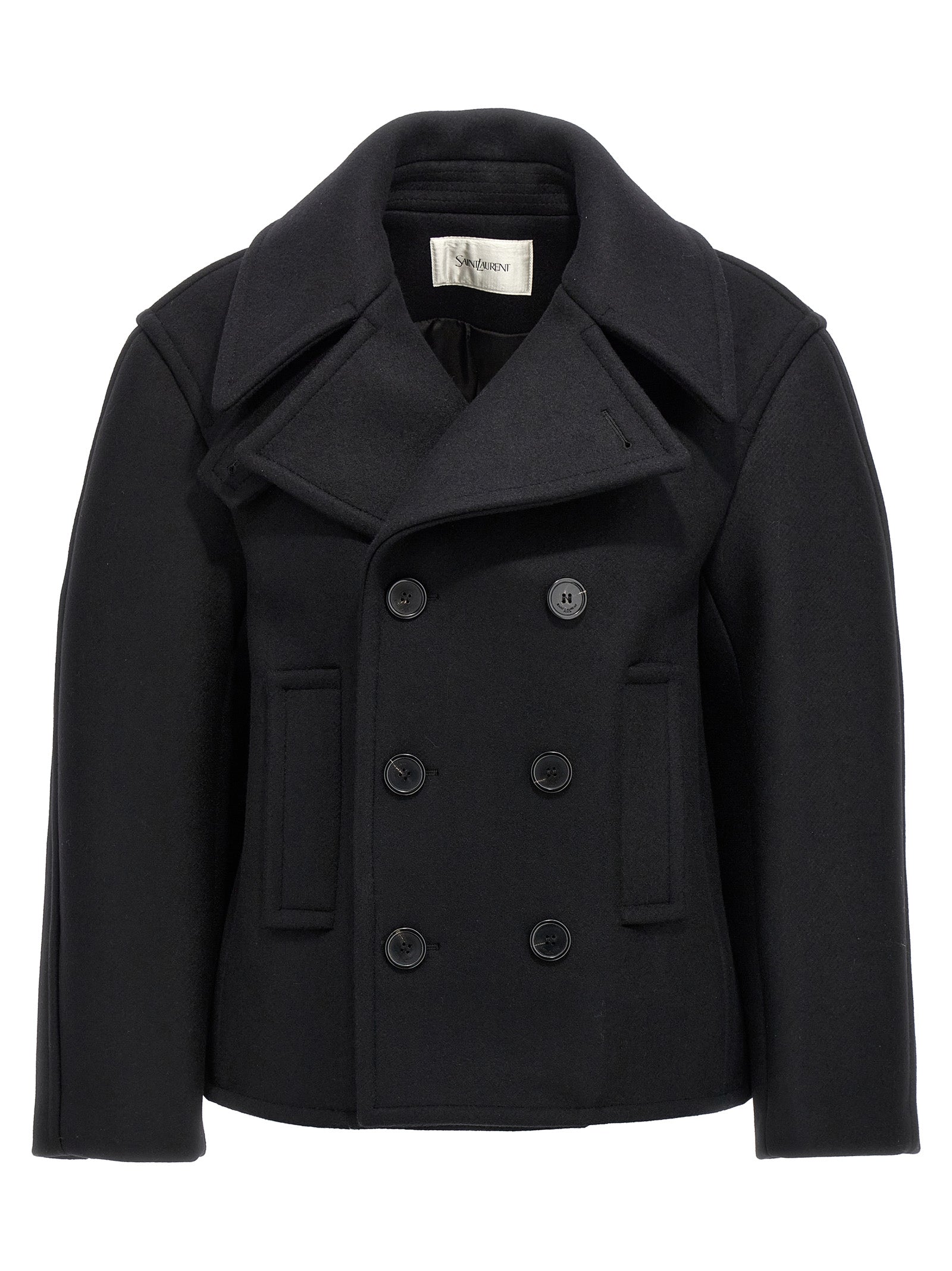 Saint Laurent Black Virgin Wool Coat