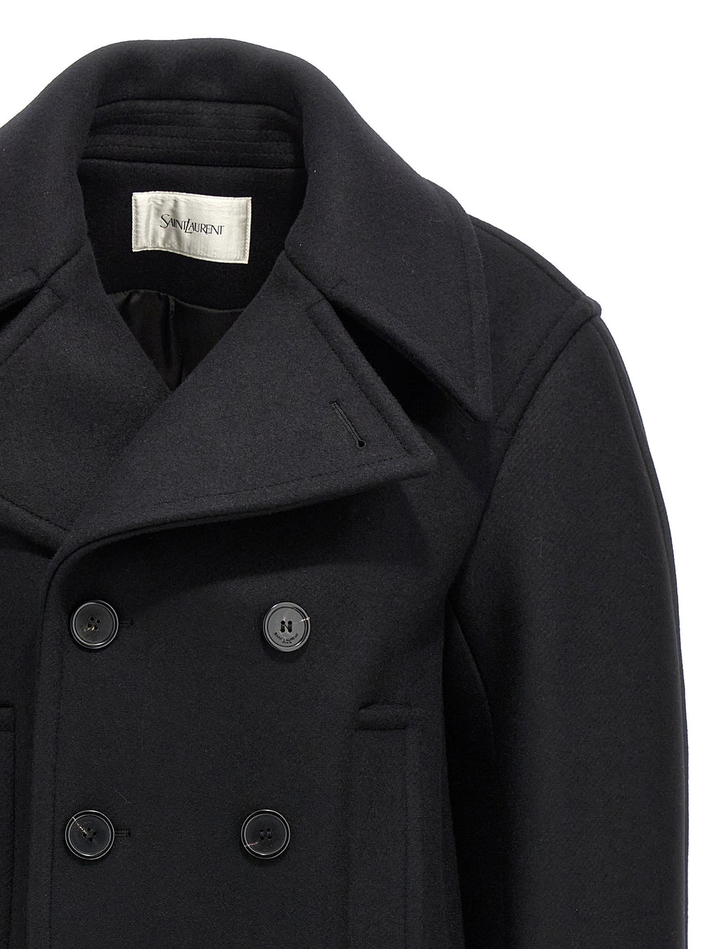 Saint Laurent Black Virgin Wool Coat