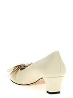 Valentino Garavani White Goatskin Mid Heel Pumps