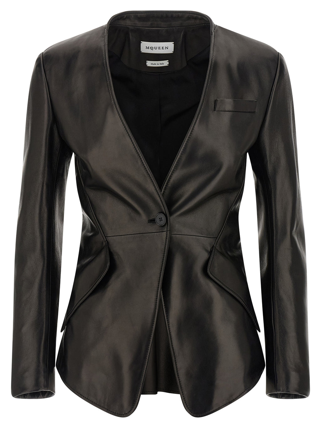 Alexander McQueen Black Lamb Leather Blazer