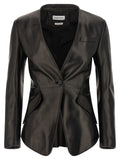 Alexander McQueen Black Lamb Leather Blazer