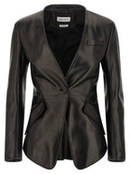 Alexander McQueen Black Lamb Leather Blazer