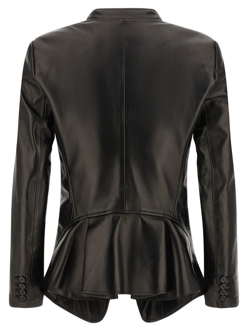 Alexander McQueen Black Lamb Leather Blazer