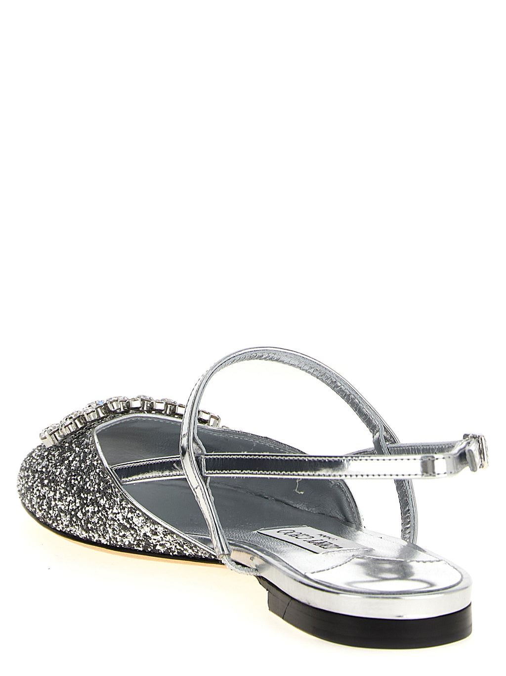 Jimmy Choo Silver Tencel Ballet Flats