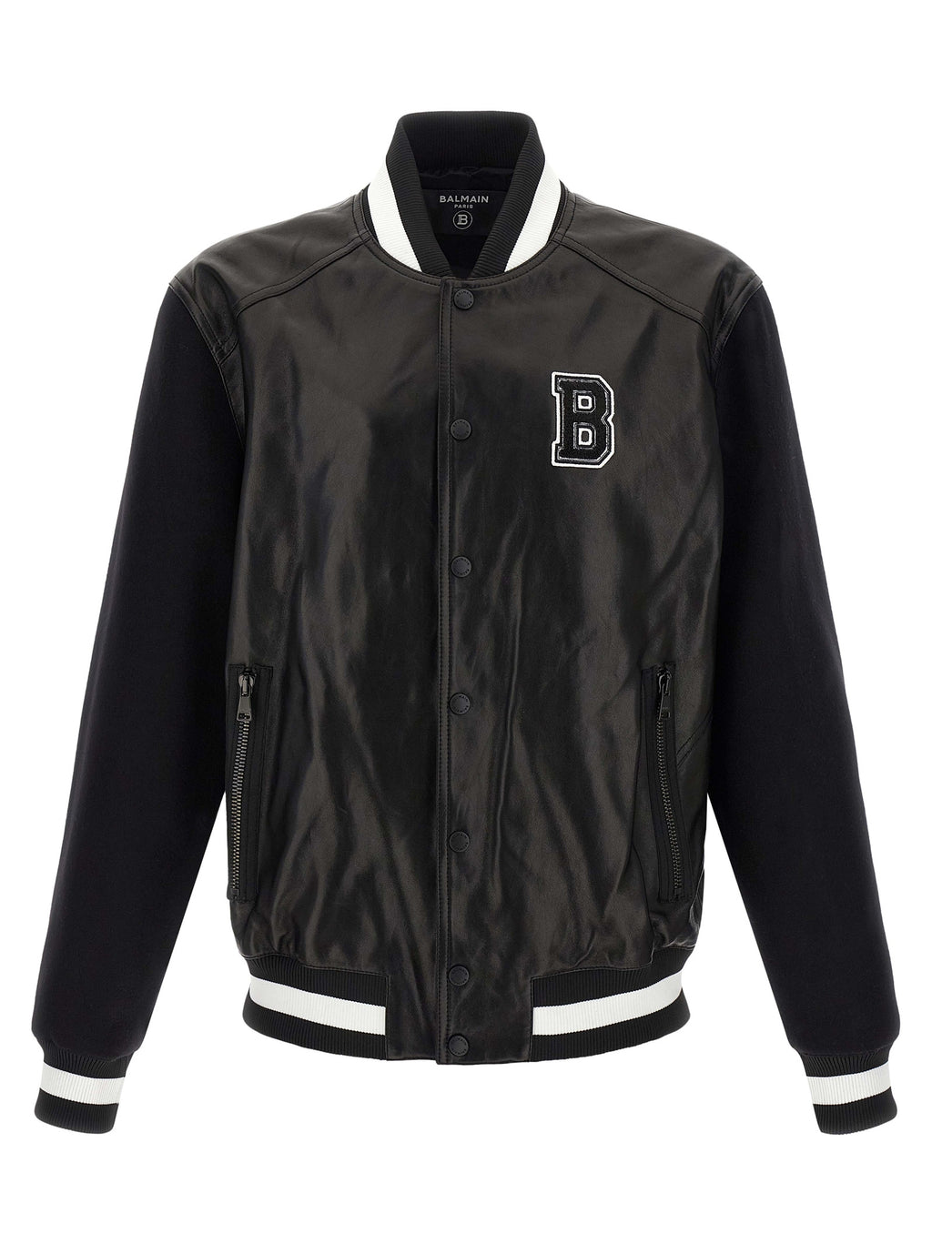 Balmain Bicolor Lamb Leather Leather Jacket