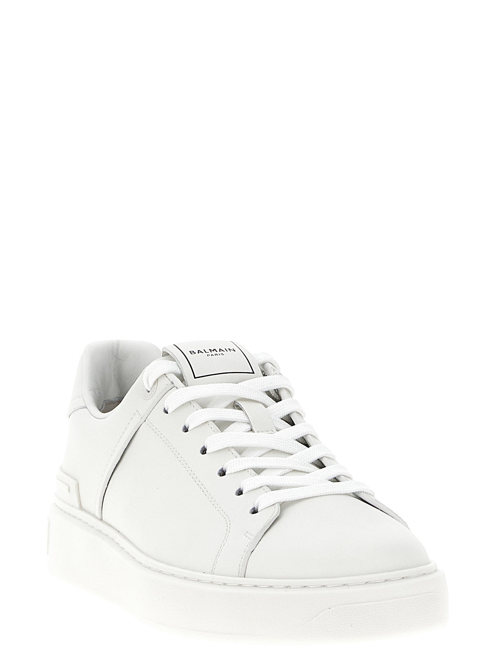 Balmain White Calfskin Low Top Sneakers