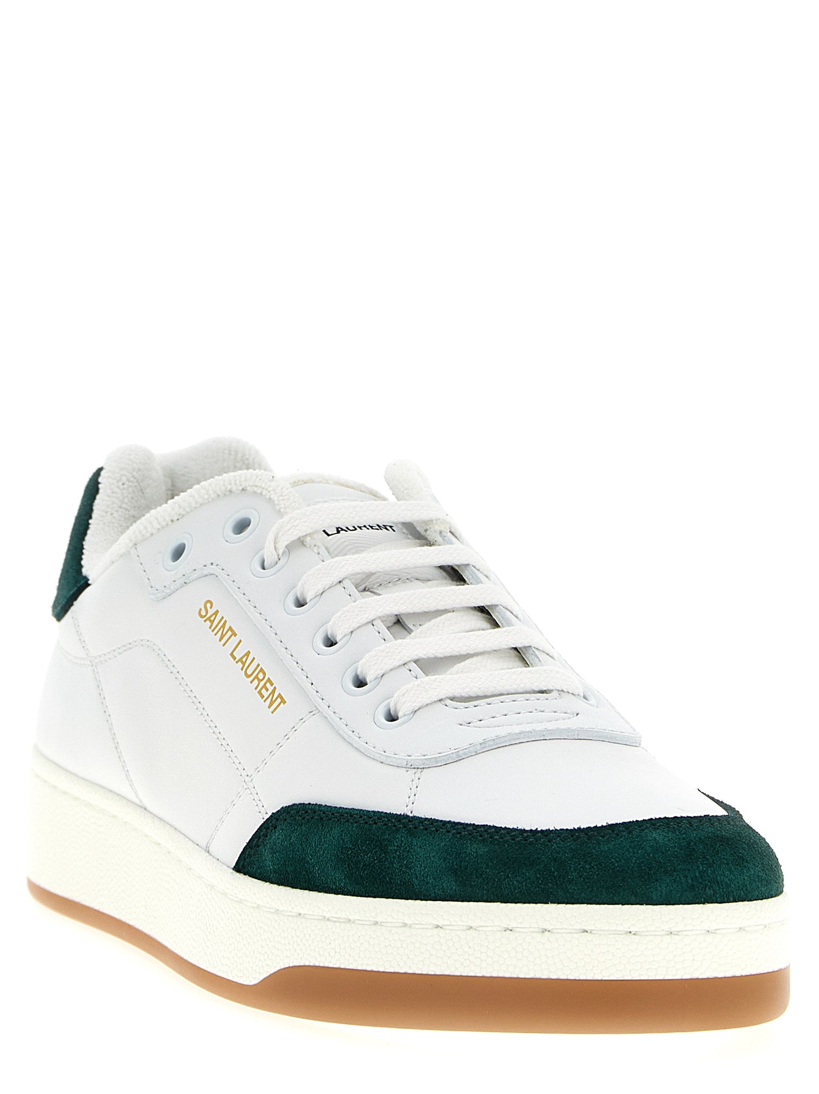 Saint Laurent Bicolor Calfskin Low Top Sneakers