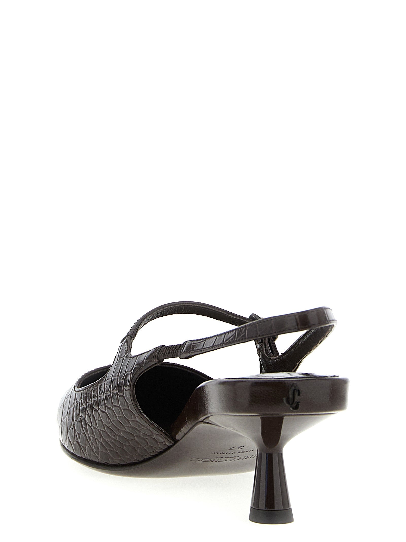 Jimmy Choo Brown Leather Mid Heel Pumps