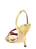 Valentino Garavani Gold Lambskin Stiletto Heel Sandals