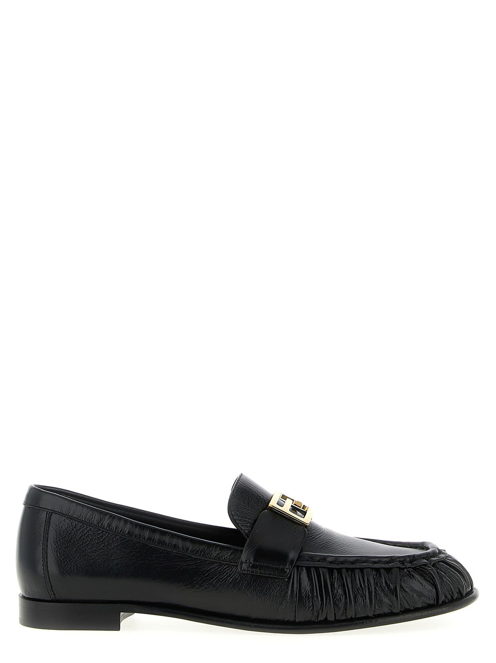 Fendi Black Lamb Leather Slip-On Loafers