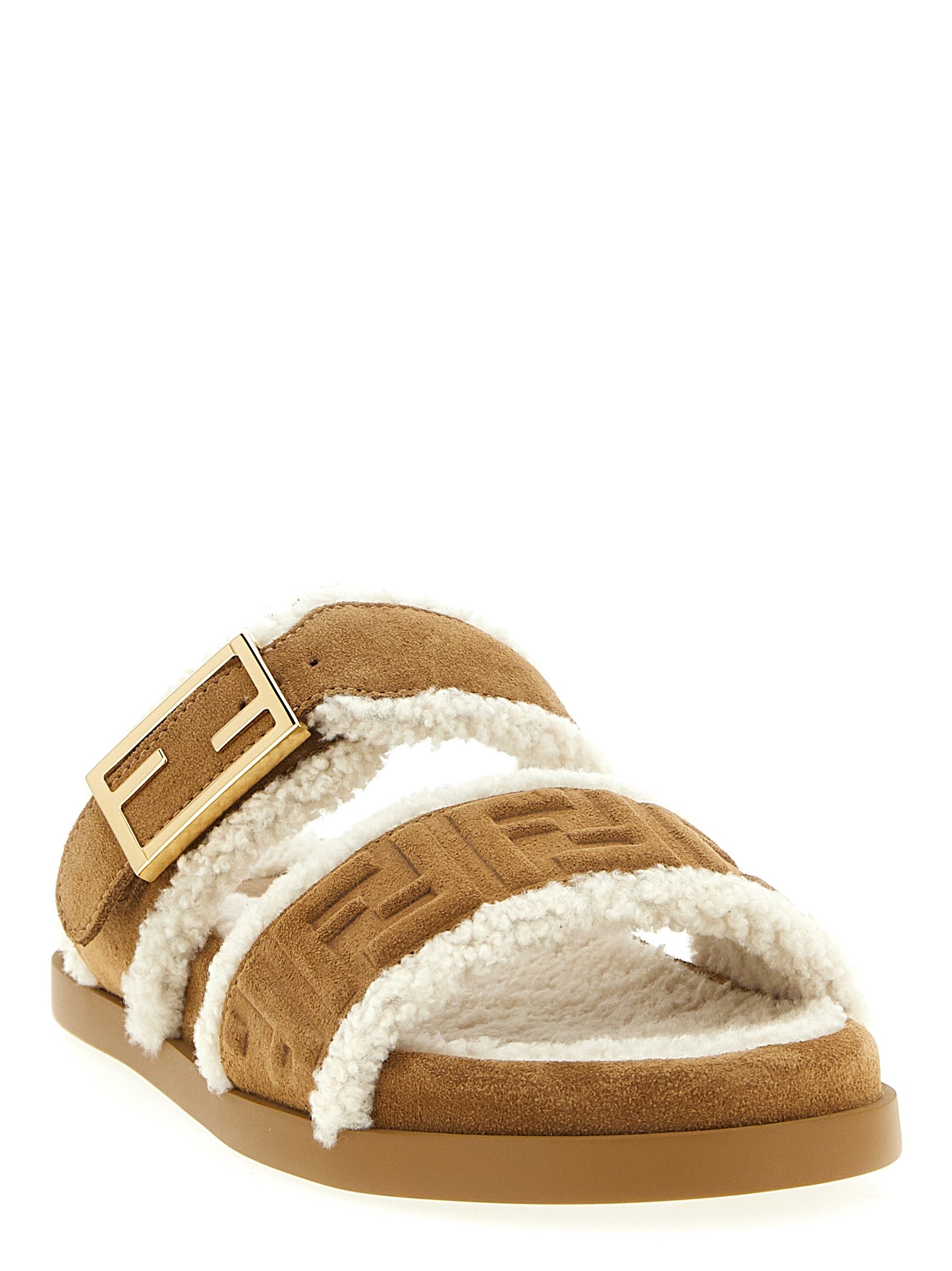 Fendi Beige Calfskin Slides