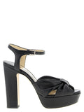 Jimmy Choo Black Leather Stiletto Heel Sandals