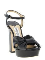 Jimmy Choo Black Leather Stiletto Heel Sandals