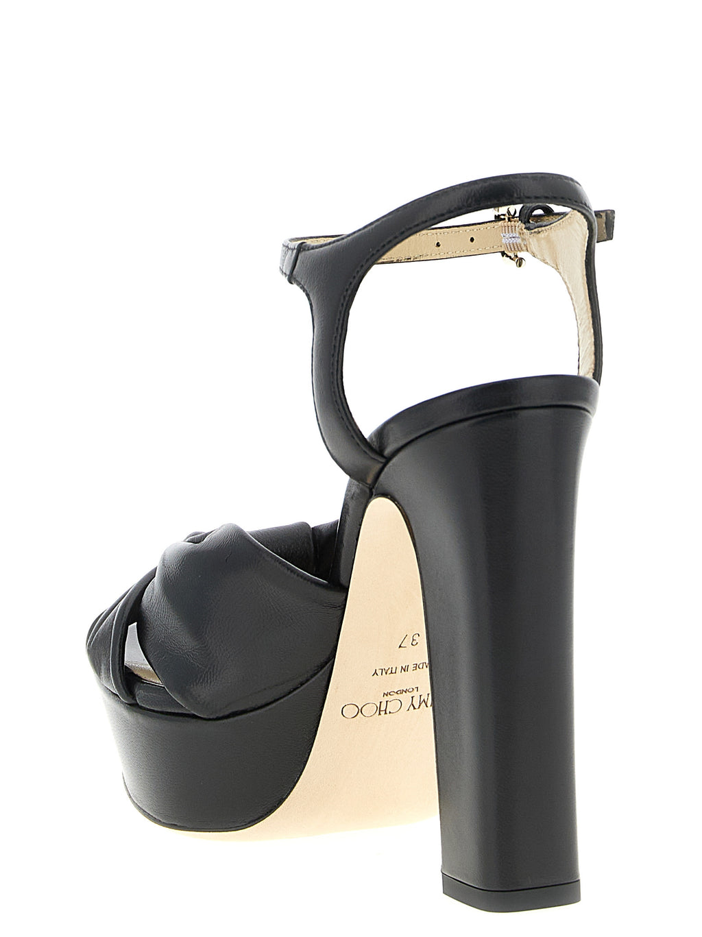 Jimmy Choo Black Leather Stiletto Heel Sandals