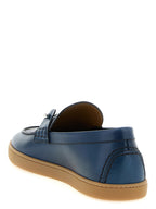 Christian Louboutin Blue Calfskin Slip-On Loafers