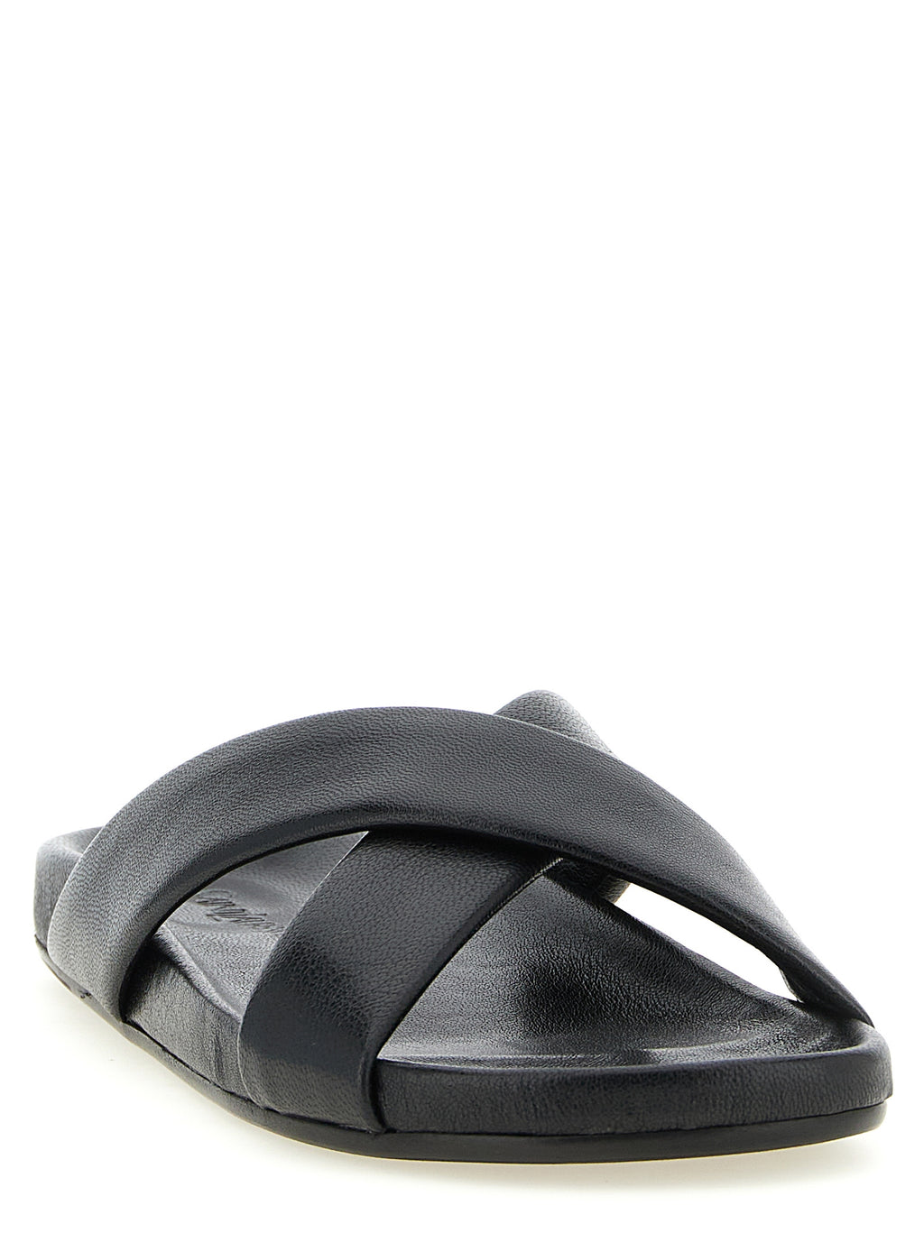 Saint Laurent Black Lamb Leather Slides