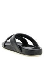 Saint Laurent Black Lamb Leather Slides